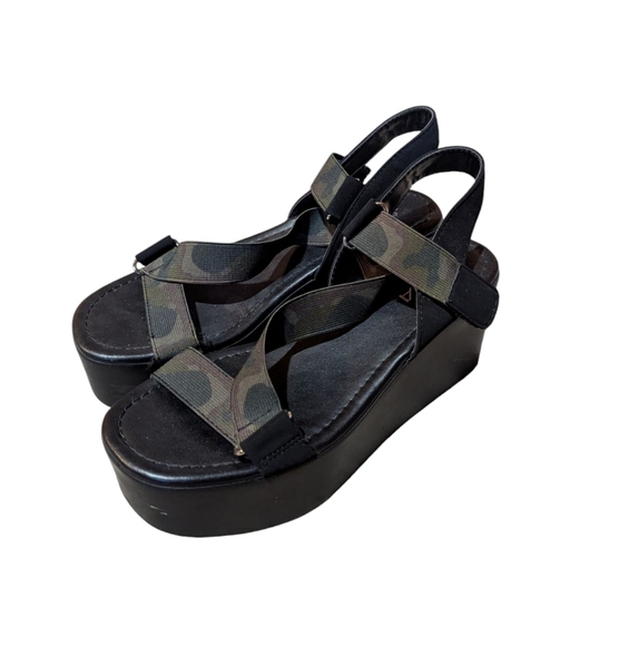 Soda Platform Strappy Sandals 7.5 Camo Y2K Retro Punk Festival - Picture 1 of 5